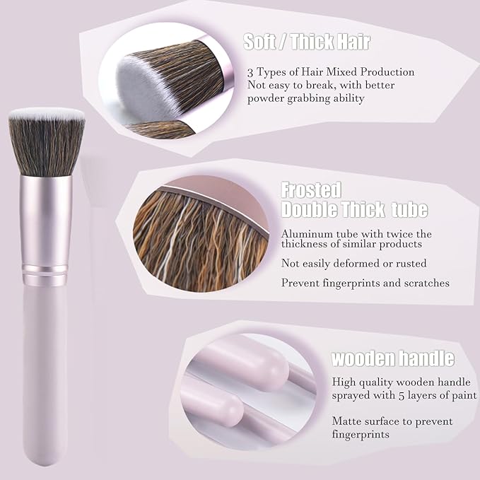 YJ-Anyue 10 Piece Purple Makeup Brushes - Wooden Handle with Soft Synthetic Bristles,for Face & Eye Makeup|Professional Makeup Brushes set for Women & Girls|