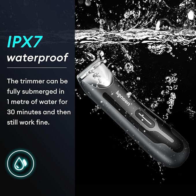 kensen Body Hair Trimmer for Men - Manscape Electric Shavers for Men, Rechargeable Pubic Hair Trimmer with Replaceable Ceramic Blade Head IPX7 Waterproof Wet/Dry Groin Trimmers Ball Shaver (Black)