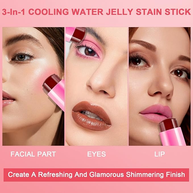 Jelly Blush Stick,Jelly Stain Stick,4Pcs Lightweight Long Lasting Lightweight