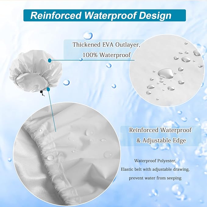 3 Pcs Extra Large Shower Caps for Women, Waterproof Adjustable XL Jumbo Satin Lined Shower Cap for Long Hair & Braids, Reusable Double Layer Large Bath Cap for Dreadlocks, Locs (White)