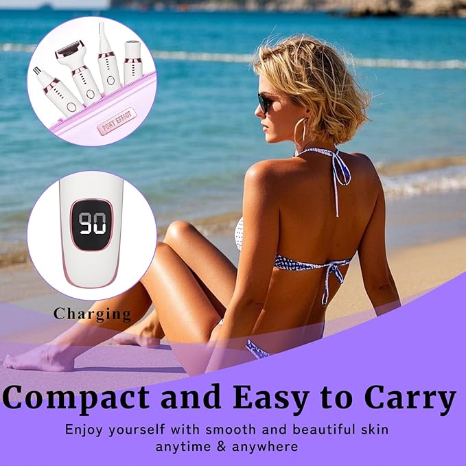 Electric Razor for Women Men,4 in 1 Painless Ladies Wet & Dry Body Razors and Facial Hair Remover,Rechargeable Led Display Hair Removal Kit for Nose Face Body Leg Bikini Arm Hair