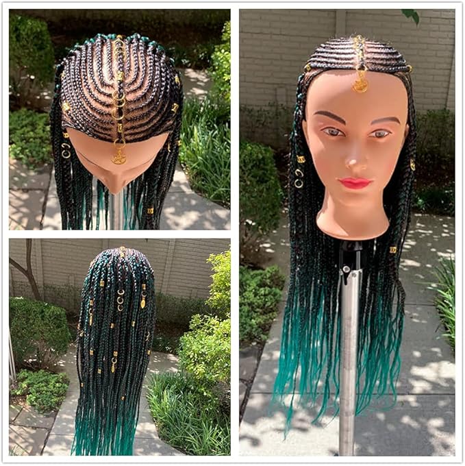 Hairingrid 26"-28" Mannequin Head Hair Styling Training Manikin Cosmetology Doll Head Synthetic Fiber Hair and Free Clamp Holder (Black)