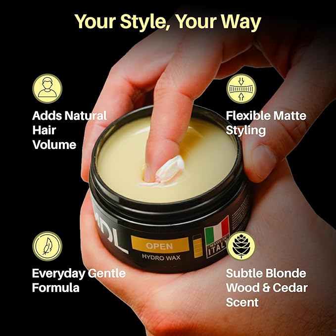 My De Luca Flossy Hair Wax for Men, Water-Based Hair Wax Stick, Remoldable Hair Pomade for Styling and Adding Volume, Frizz Stick Gel Alternative, Alcohol-Free Hair Care Products Made in Italy, 100 ml