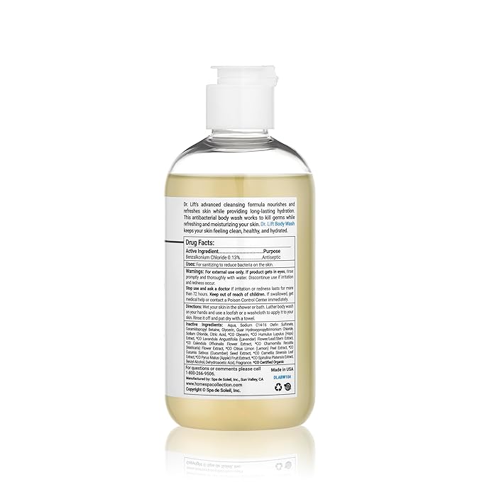 DR. LIFT Antibacterial Body Wash, 8 oz (3-Pack) - Gentle & Effective Shower Gel - Made in America
