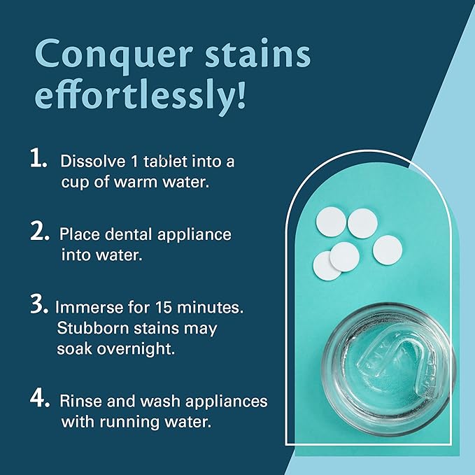 Coffee and Tea Retainer Cleaner Tablets, Removes Odors, Stains, and Plaque, 4-Month Supply, Denture Cleanser for Caffeine Enthusiasts, 120 Tablets by M3