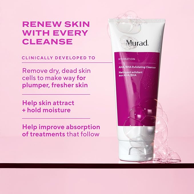 Murad Hydrate Trial Kit – Dewy Skin Set with AHA/BHA Cleanser 2.0oz, Hydration Serum 0.33oz, Hydro-Hyaluronic Cream 0.25oz, Superactive SPF 50 Moisturizer 0.8oz | Travel Skincare for Radiant Skin