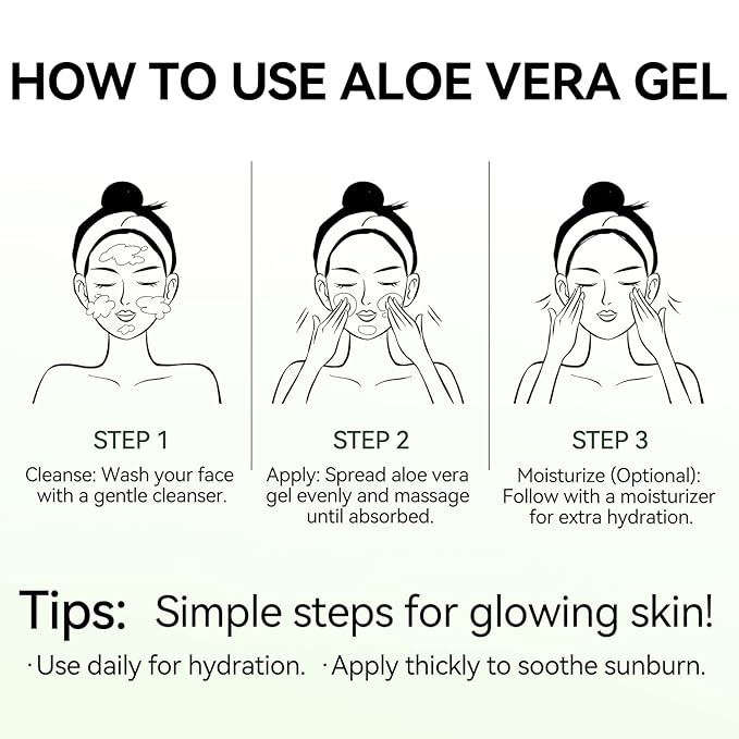 MISSEDSEN Pure & Organic Aloe Vera Gel for Sunburn Relief, After Sun Lotion for Face & Body Skin Care, Daily Facial Moisturizer & Acne Spot Treatment 7 OZ