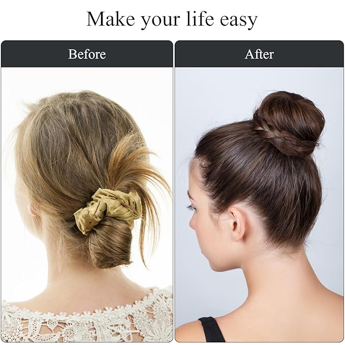 HOFASON 6Pcs Extra Small Bun Makers for Kids, Hair Accessories Hair Bun Maker Donut Hair Ties Hair Elastics Hair Pins Kit, Ballet Bridal Accessories Gifts for Girls Kids (Size S/2Inch, Brown)