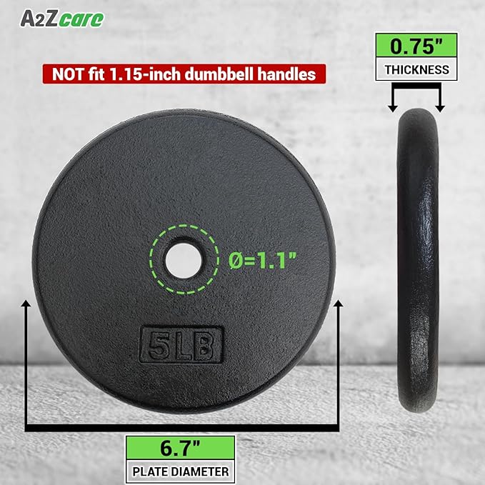 A2ZCARE 1 inch Weight Plates Set 1.25 lbs 20 lbs, 1 inch, 1 inch