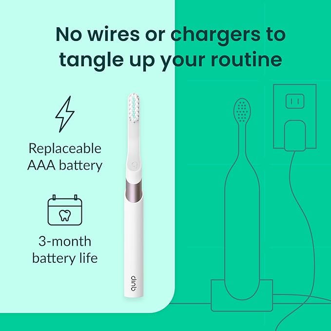 Quip Metal Sonic Electric Toothbrush for Adults - Time Travel & Soft Bristles with Travel Case & Replacement Brush Head - 3 Month Battery Life - Dusk Plum