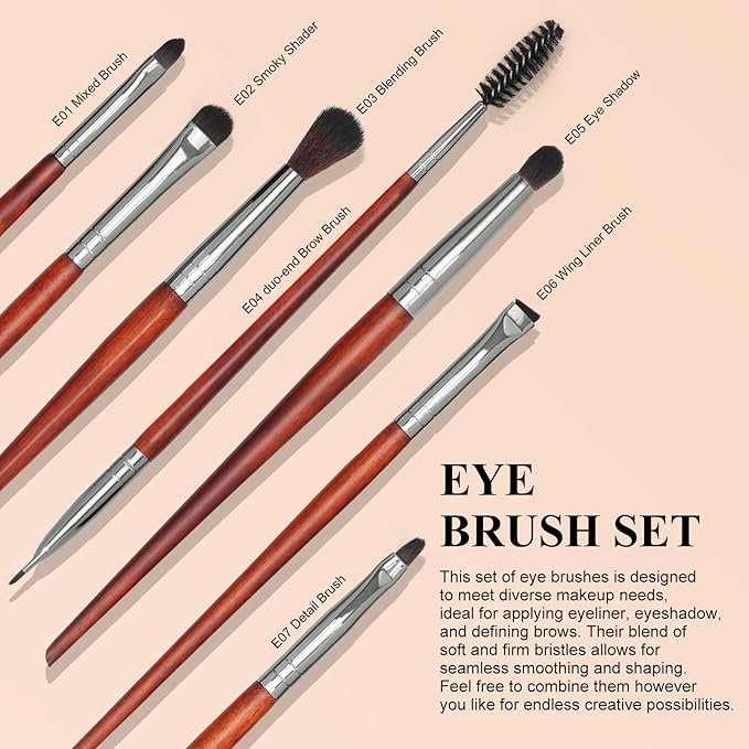 Intercilium Rains Makeup Brush Set 12pcs，Professional Premium Synthetic Powder Foundation Contour Blush Concealer Eyeshadow Blending Liner Make Up Brushes Kit（Redwood color B300）