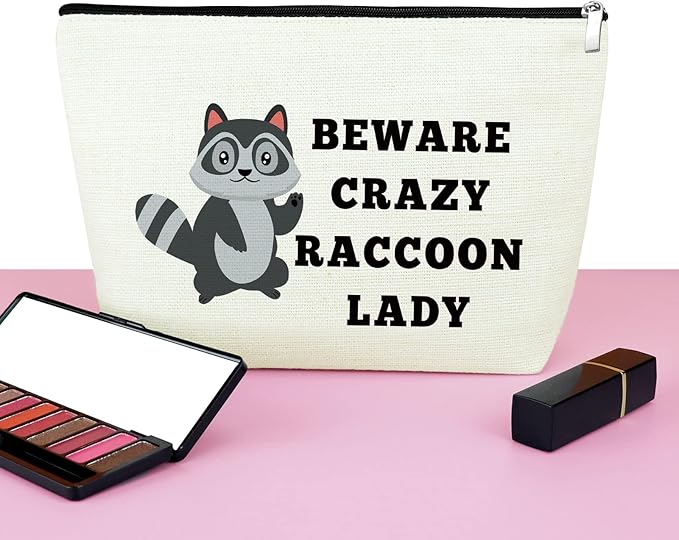 Mxrymvu Raccoon Gifts: Makeup Bag & Travel Cosmetic Bag for Women & Girls - Funny Raccoon Themed Gifts for Animal Lovers