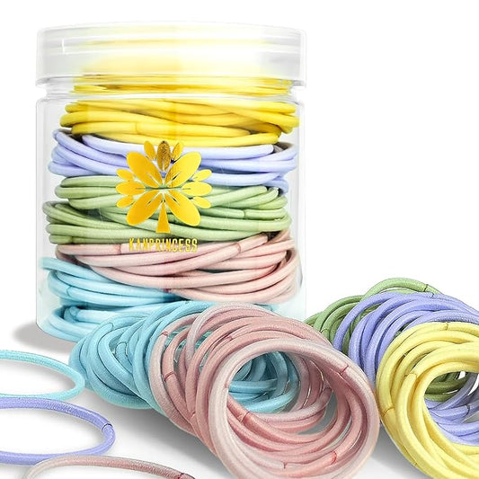 100Pcs Multi-Color Hair Ties For Thick And Curly Hair, Elastic Hair Ties For Women, Men And Girls, No Damage Ponytail Holder Hair Bands(Set6)
