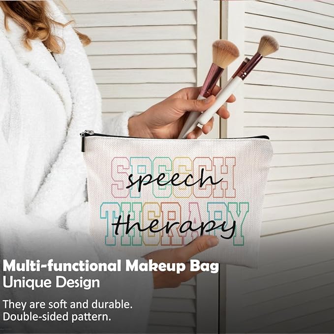 QGFM Makeup Bag for Women - Speech Therapist & SLP Gifts, Cosmetic Bag for Purse