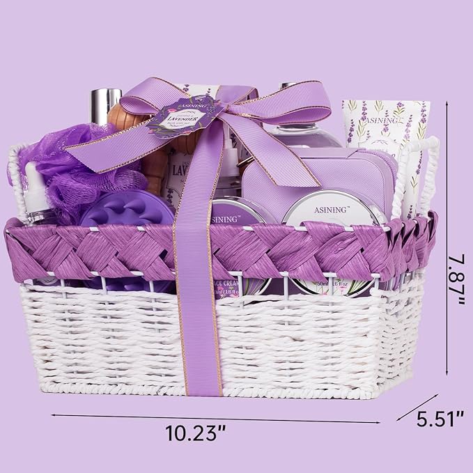 Bath Gift Set for Women, 19 Pcs Skin Care Set Lavender & Jasmine Scent XL Spa Gift Basket for Birthday, Mother's Day, Valentine's Day, Christmas, Home Spa Kit, Birthday Gift Basket Bath & Body Care