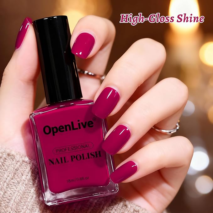 18ml Rose Red Nail Polish Large Volume Quick Dry Nail Polish, Long Lasting Shine, Fingernail Toenail Nail Art DIY Home Travel Nail Art Gift