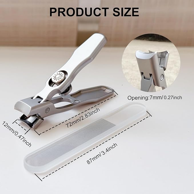 German Nail Clippers for Men, Women & Seniors with Thick Nails - Heavy Duty Ultra Sharp Stainless Steel Clippers with Wide Jaw, Anti-Splash Design, Safety Lock and Catcher