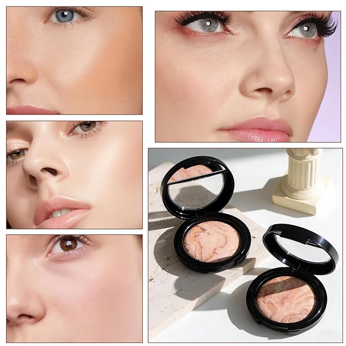 K'APEINE Baked Foundation, Pressed Matte Face Powder Balance-n-Brighten & Color Correcting Bake Foundation Makeup Medium Light Fair Brown Base Mak up for Poreless Smooth Finishing, Shine Control-01#
