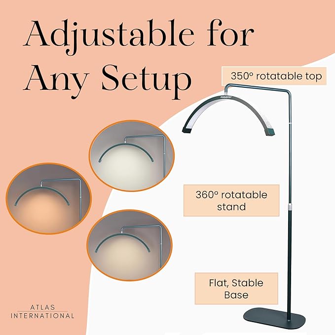 Bling Half Moon Lash Light | Dimmable LED Diamond Esthetician Light for Eyelash Techs - LED Floor Lash Lamp with Adjustable Height, Touch Control & Stable Base | Warm & Cool Tones | Emerald Green