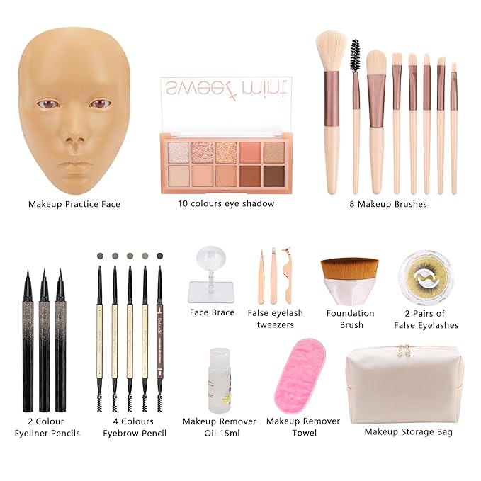 3D Makeup Practice Face Board,Reusable Silicone Makeup Practice
