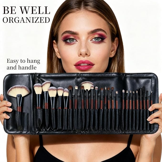 Yasingsi Makeup Brushes Set 26-Piece Makeup Brushes Premium Synthetic Foundation Powder Concealer Blush Eyeshadow Contour Professional Makeup Brush Set with 2 Brush Bags