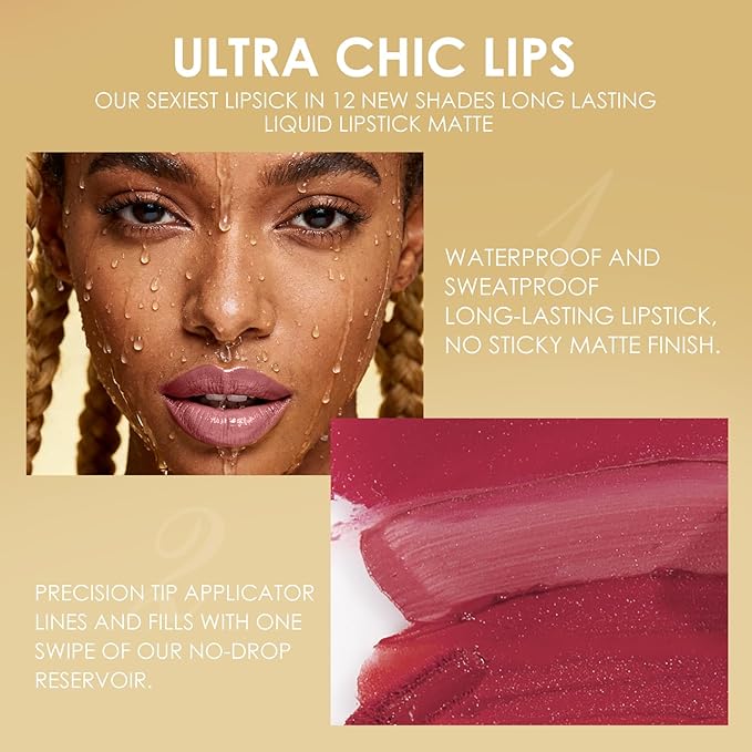 Jolilab 12Pcs Matte Lip Liner + Liquid Lipstick Set, One Step Velvety Nude Lip Stain Waterproof Long Wear High Pigment Lip Makeup Gift Set(Set B