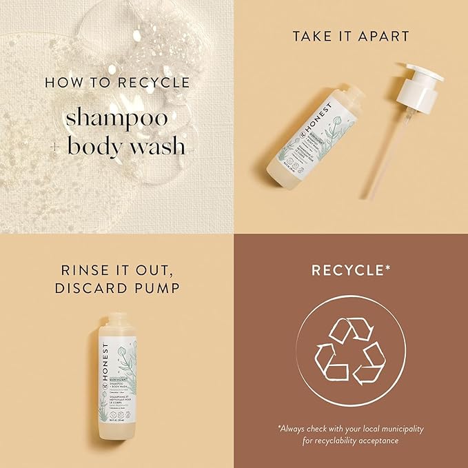 The Honest Company 2-in-1 Cleansing Shampoo and Body Wash for Sensitive Skin, Gentle Tear-Free, Hypoallergenic with Naturally Derived Ingredients, Fragrance-Free, 18 fl oz