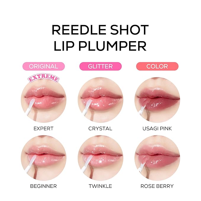 VT COSMETICS Reedle Shot Lip Plumper, Hydrate & Volumize Lip Gloss, Smooth Lip Wrinkles, Korean Lip Plumper, High Shine, Lip Enhancer, Hyaluronic Acid, 0.15 oz. (Crystal (Glitter))