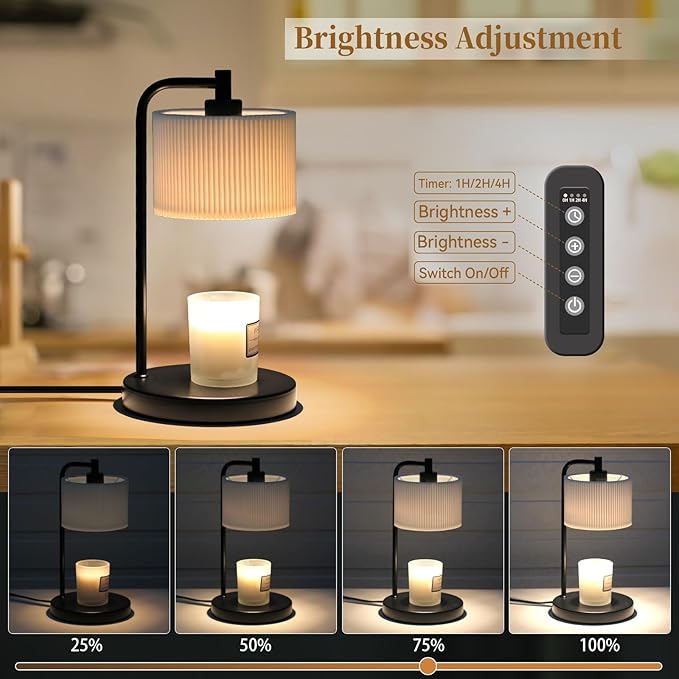Candle Warmer Lamp with Timer, Dimmable Candle Wax Warmer Electric Candle Lamp for Scented Candles with Bulbs, Christmas Gifts House Warming Gifts Home Decor(Black)