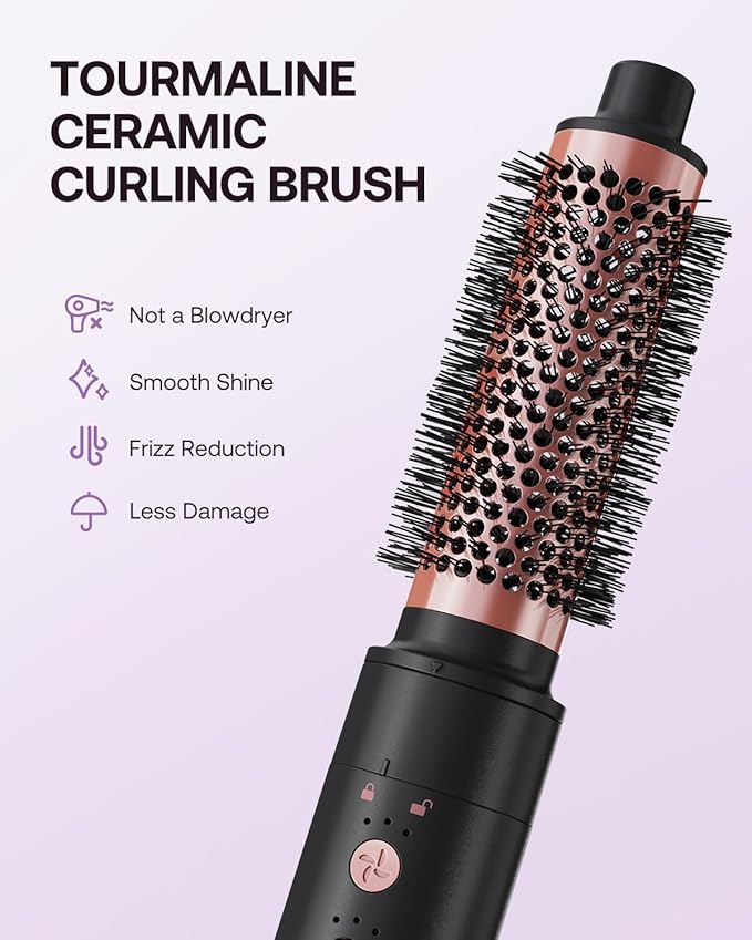 5-in-1 Hot Air Styler Wrap, High-Speed Hair Dryer Brush Blow Dryer with 2 Auto Wrap Curlers for Curling, Straightening, Volumizing, Fast Drying & Frizz-Free Styling for All Hair Types