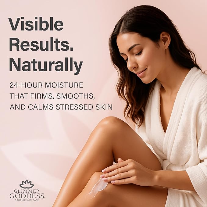 GLIMMER GODDESS Organic Whipped Body Butter for Women - Moisturizer Cream with Shea & Cocoa Butter, Almonds & Coconut Oil - Strawberries & Cream, 8oz