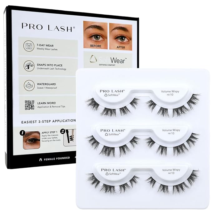 Pro Lash SoftWear Professionally Styled Lash Clusters - Seamless, Lightweight Lashes - 7-Day Cluster Eyelash Extensions - Waterproof Lashes Clusters - 3 Sets - Volume Wispy No. 10 Black
