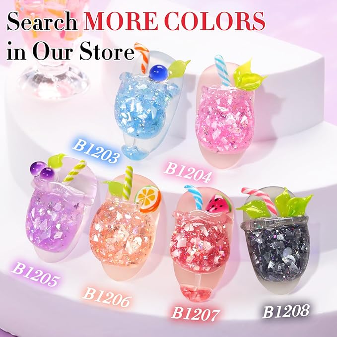 Double Rhythm 0.5Oz Glitter Gel Polish Same Color Same Bollte Shimmer Reflective Color for Nail Art Salon DIY Soak Off 15ml Nail Lamp Gel Polish at Home (Shell Rose-B1207)
