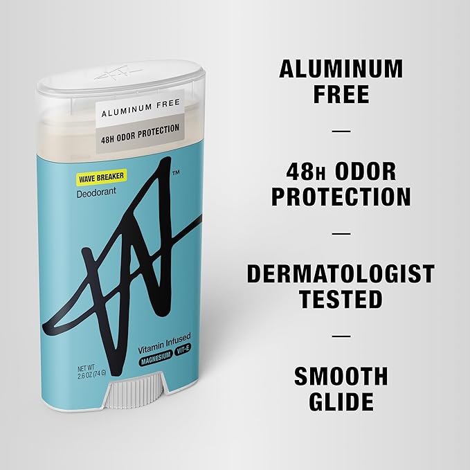 W By Jake Paul Men's Aluminum-Free Deodorant, Sensitive Skin Friendly, Dermatologist Tested, Vitamin-Infused Deodorant for Men, Wave Breaker Scent, 2.6 oz