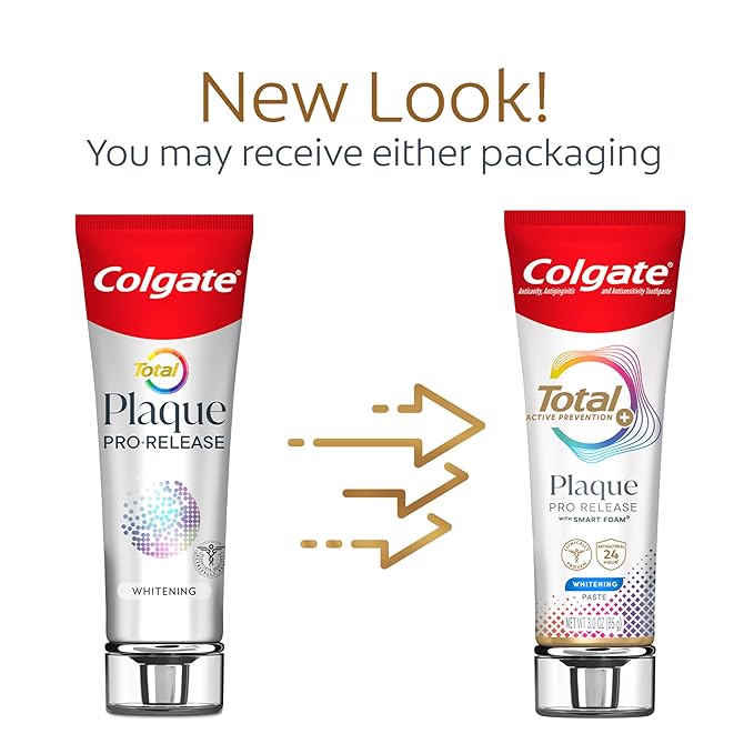 Colgate Total Plaque Pro Release Whitening Toothpaste, Whitening Anticavity Toothpaste, Helps Reduce Plaque and Whitens Teeth, 1 Pack, 3.0 Oz Tube