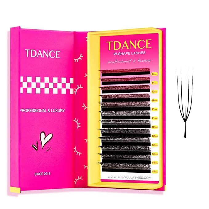 TDANCE U Lash Extensions 2D 3D 4D 5D UU Lash Fans Eyelash Extension U Shaped Natural Volume Lashes Extension Soft Matte Black Lashes(UU-5D-0.07-C,8-15mm)