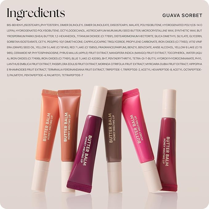 Nature Republic Honey Melting Lip Butter Balm – Moisturizing Tinted Balm with Peptides, for Sheer & Glossy, Smooth & Soft Lips (GUAVA SORBET)