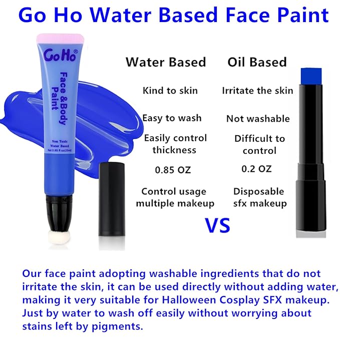 Go Ho Pastel Green Face Paint Stick(0.85oz),Water Based Cream Body Paint Washable,Liquid Concealer,Covers Oil-Free,Halloween Cosplay SFX Foundation Makeup