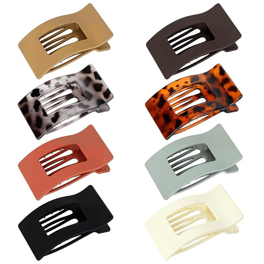 8 Pcs Flat Hair Clips, Large Flat Claw Clips for Women Girls, Matte Stylish Classic Hair Barrettes,Strong Hold French Hair Clips for Thick Thin Hair