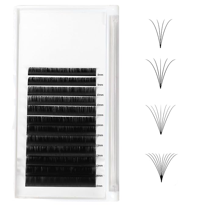Professional Eyelashes Extensions One Second Blooming 0.07mm Matte Black Velvet Fans Lashes Extension C Curl Lashes Extensions Volume False Lashes Supplie for Lash Techs 8-15mm Mixed
