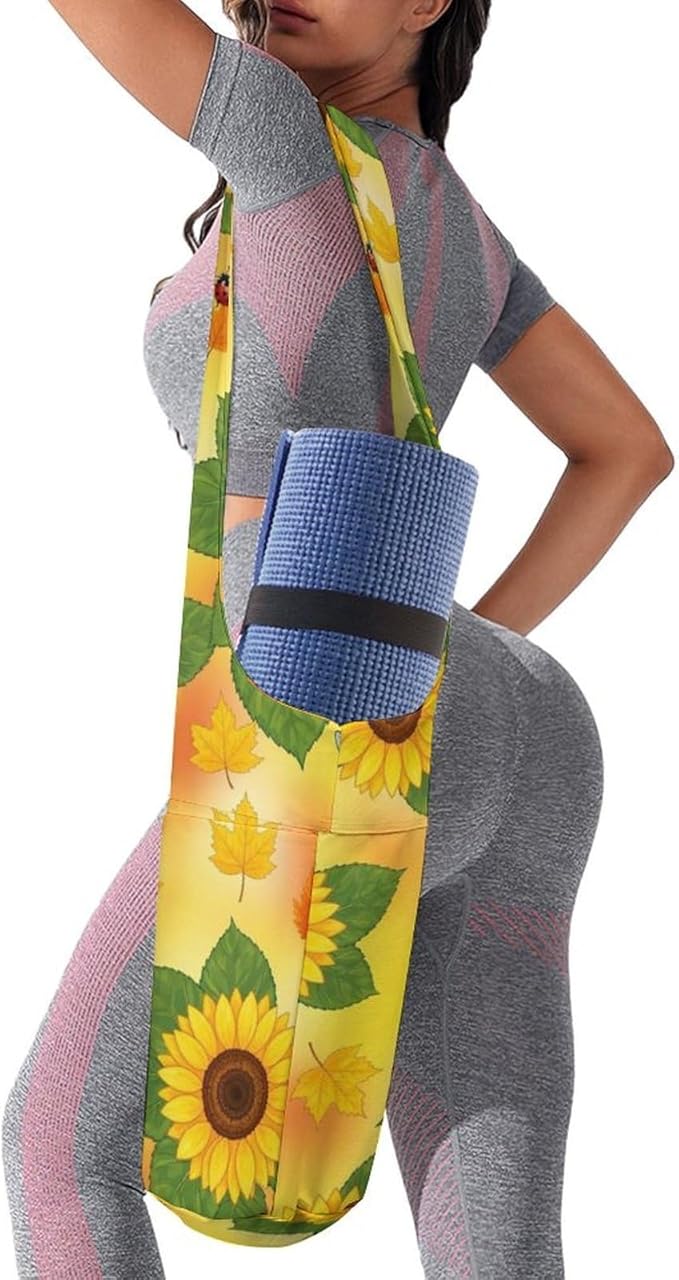 Portable Yoga Mat Carrier Single Shoulder Bag with Pocket Spacious for Yoga Gym Fitness Travel