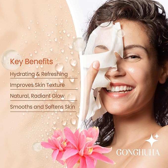 GONGHUHA Korean Bio Cellulose Face Mask Sheet for Deep Hydrating, Soothing, and Refreshing Skin – Facial Mask for Women and Men, Self-Care Sheet Mask for All Skin Types (1 Sheet)
