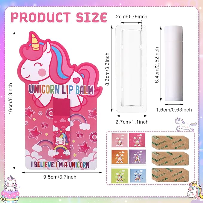 24 Sets Unicorn Party Favors Lip