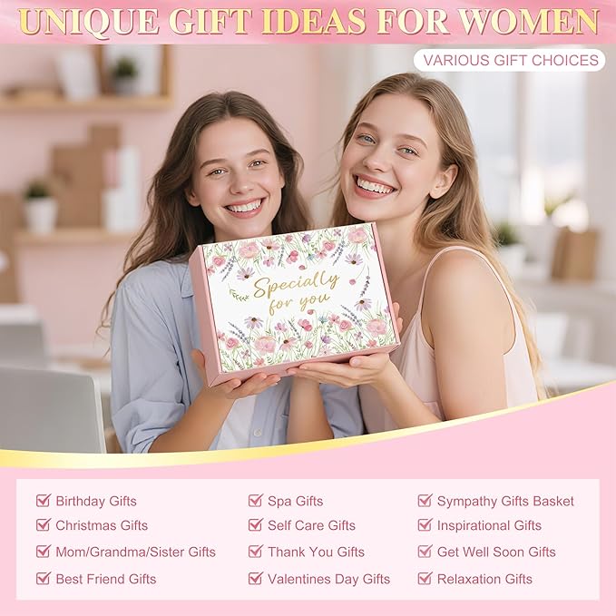 Valentines Day Gifts for Her Women Girlfriend Wife Daughter, 11 Pcs Birthday Gifts for Women Mom Her Best Friend Sister Grandma, Self Care Gift Get well Relaxing Spa Thank you Sympathy Gift Basket Set