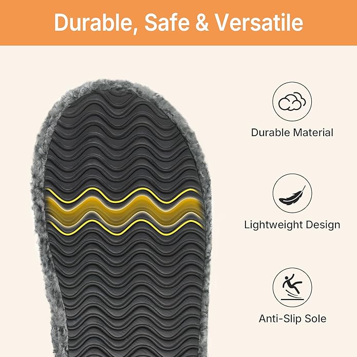 ATHMILE House Slippers for Women with Platform Memory Foam Arch Support Open Toe, Fuzzy Fluffy Cozy Womens Slippers for Home Indoor Outdoor Bedroom Ladies Christmas Gifts Pantuflas Para Mujer