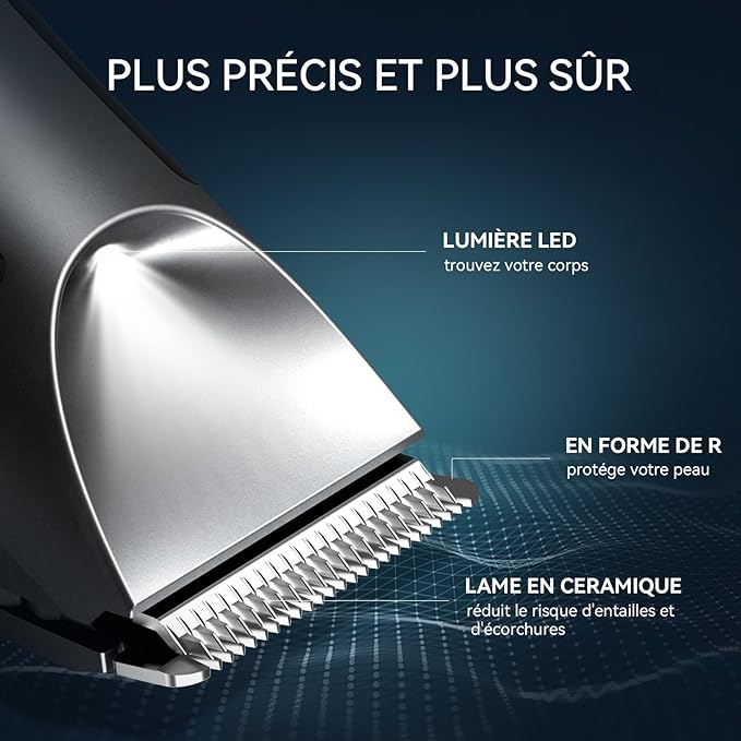 Body Hair Trimmer for Men, kensen Electric Groin Hair Trimmer, Christmas Gift Rechargeable Body Groomer, Replaceable Ceramic Blade Heads, IPX7 Waterproof Wet/Dry Clippers Male Pubic Hair Hygiene Razor