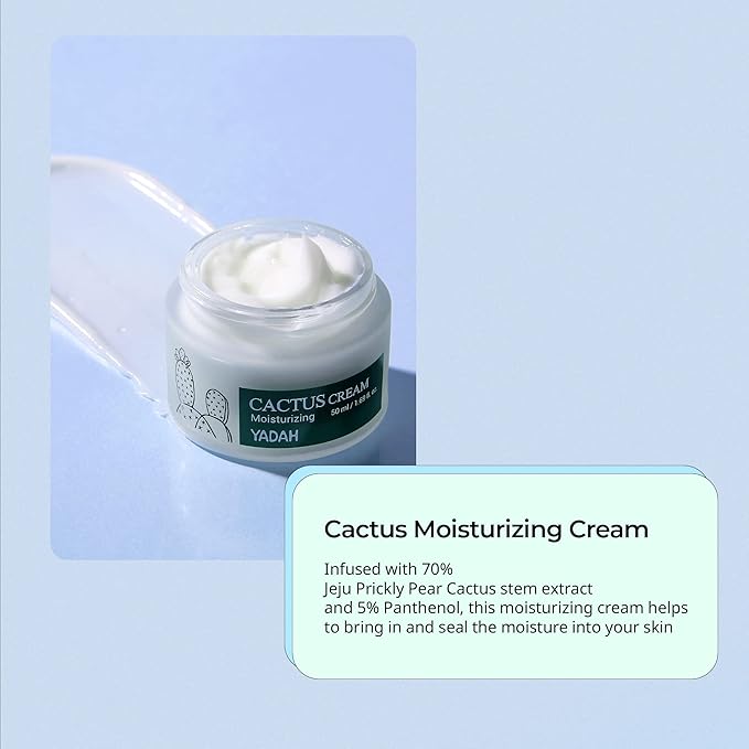 YADAH Cactus Cream 1.69 Fl.Oz. – Facial Hydrating Moisturizer Forming Moisture Barrier for Sensitive Dry Skin