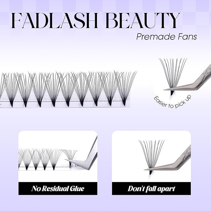 Premade Fans Eyelash Extensions 0.07D Curl Individual Lashes 14D Premade Easy Fan Lashes Soft Lash Extensions 8-14mm for Professional Salon Use(0.07D-8-14mm)