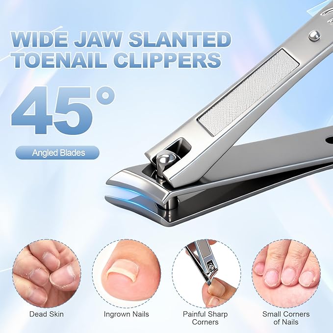 Upgraded Senior-Friendly Heavy-Duty Toenail Clipper, Large-Size Angled Toenail Clipper for Men, Seven-Angle Curved Nail Clippers, Heavy-Duty Wide-Blade Ingrown Toenail Specific Nail Clipper.