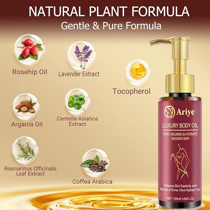 ARIYE Body Firming Oil Glow-Remedy body oil for women,Body Oil After Shower Tightening&Hydrating Treatment for Arms,Legs,Stomach&Body,Natural Firming Oil for Dry Skin,Non-Greasy Body Serum-(4.06 Oz)